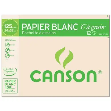 Papier C à GRAIN, Grain Fin 125g/m², pochette - Canson Achat Immédiat