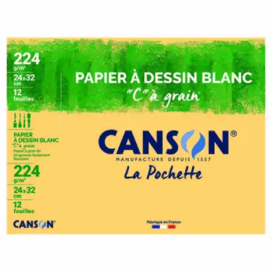 Papier C à GRAIN, Grain Fin 224g/m², pochette - Canson Top Vente
