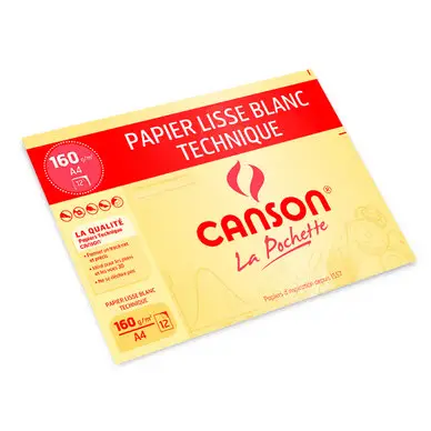 Nouvel Arrivage Papier dessin technique 160g A4 pochette de 12 feuilles - Canson