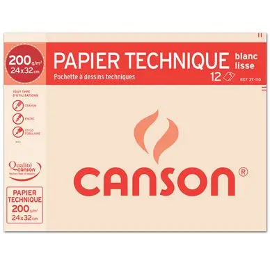 Retour Gratuit Papier Lavis technique 200g 24 x 32cm pochette de 12 feuilles - Canson