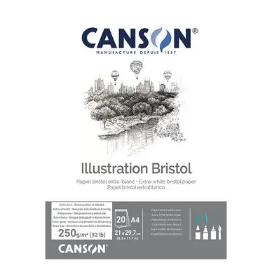 Bloc de papier Bristol 250 g/m² 20 feuilles A4 - Canson Bon Plan