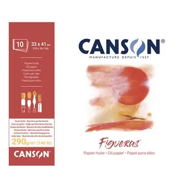 Papier pour l'huile Figueras bloc de 10 feuilles 290g 33 x 41cm grain toilé - Canson Marque