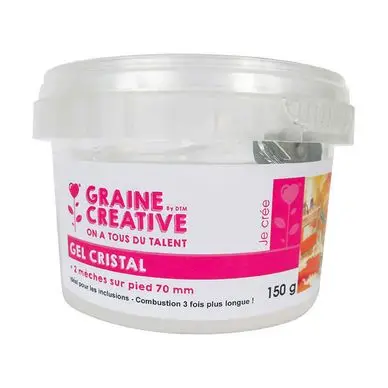 Certifié Gel à bougie Cristal 150 g + 2 mèches - Graine Créative