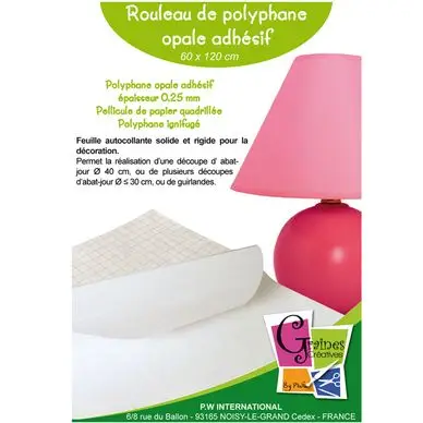 Polyphane adhésif opaque 60 x 120 cm en rouleau - Graine Créative Bon Plan