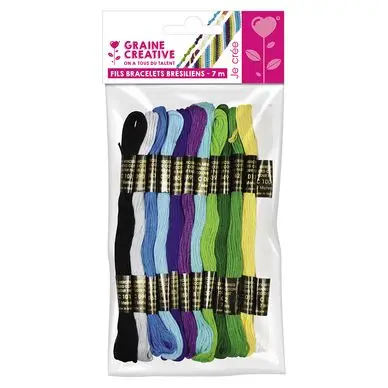 Fils de coton pour bracelets brésiliens 12 échevettes Mers du sud - Graine Créative Marque