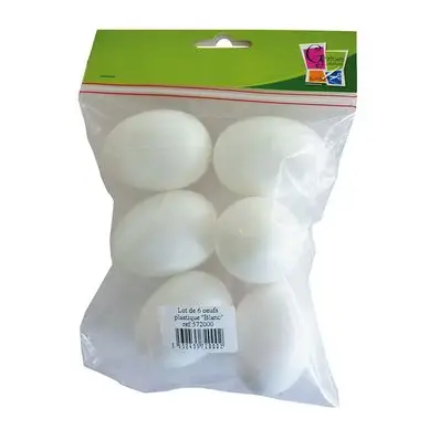 Oeuf en plastique blanc 6 cm - 6 pièces - Graine Créative Populaire