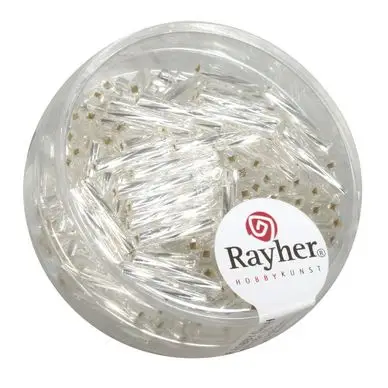 Perles de rocaille tube en verre twistet 12 mm Couleur argent - Rayher Dernière Chance