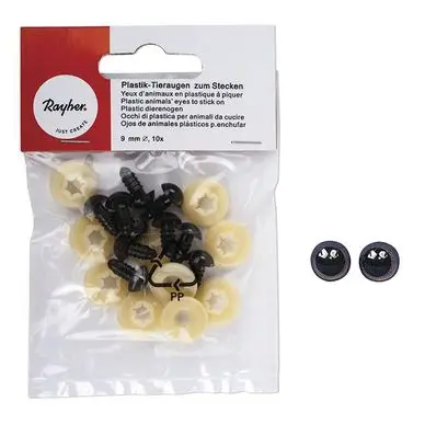 Yeux en plastique d'animaux Bruns Ø 9 mm 10 pcs - Rayher Promotion Saisonnière