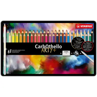 Boîte de 48 crayons pastels aquarellables CarbOthello+taille crayon - STABILO Marque