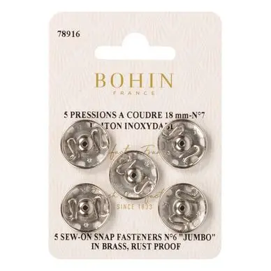 Bouton pression à coudre 18 mm argenté par 5 - Bohin Achetez Aujourd'hui