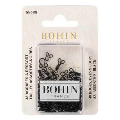 Assortiment De 48 agrafes couture à ressorts n ° 2 noir - Bohin Certifié