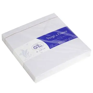 Prix Réduit 25 enveloppes doublées Vergé 140 x 140 mm - G. Lalo