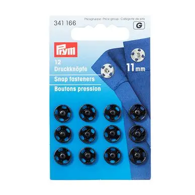 Bouton-pression à coudre 11 mm 12 pcs Noir - Prym Top Vente