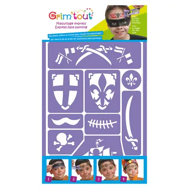Vente Flash Pochoir de maquillage Chevaliers 11 motifs - Grim'Tout