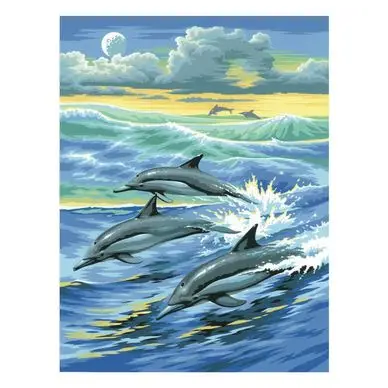 Peinture par numéro débutant Dauphins - Oz International Vente Directe