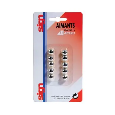 Aimants 9 mm argent par 10 - Sign Retour Gratuit