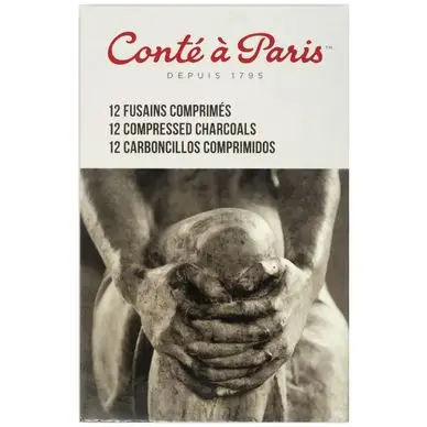 Boîte de 12 fusains comprimés - Conté à Paris Meilleure Vente