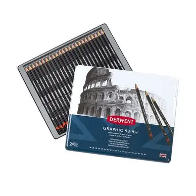 Dernier Modèle Crayon graphite Graphic Boîte métal 24 pcs - Derwent