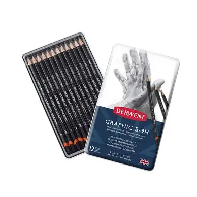Prix Cassé Crayon graphite Graphic Boîte métal Mines dures 12 pcs - Derwent