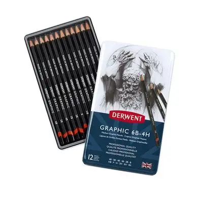 Achat Immédiat Crayon graphite Graphic Boîte métal Mines moyennes 12 pcs - Derwent