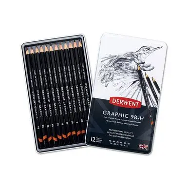 Promotion Crayon graphite Graphic Boîte métal Mines tendres 12 pcs - Derwent