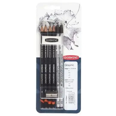 Crayon Graphic + Graphitone + accessoires 8 pcs - Derwent Nouvel Arrivage