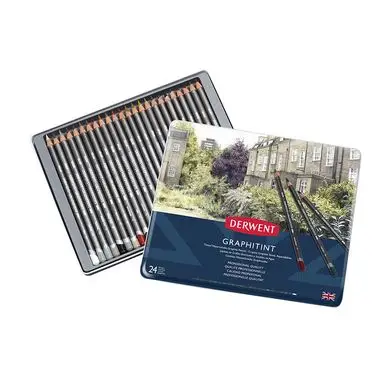 Crayon graphite aquarellable Graphitint Boîte métal 24 pcs - Derwent Must-Have