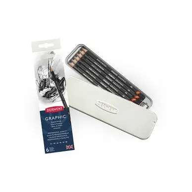 Crayon graphite Graphic Boîte métal 6 pcs - Derwent Acheter Direct