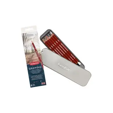 Nouveauté Crayon de couleur Drawing Boîte métal 6 pcs - Derwent