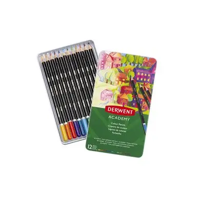 Crayon de couleur Academy Boîte métal 12 pcs - Derwent Nouveauté