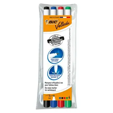 Feutre pour tableau blanc pointe ogive fine pochette de 4 assortis - Bic Marque