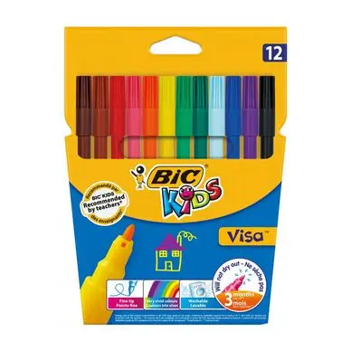 Solde Feutre de coloriage Visa Pochette de 12 couleurs - Bic