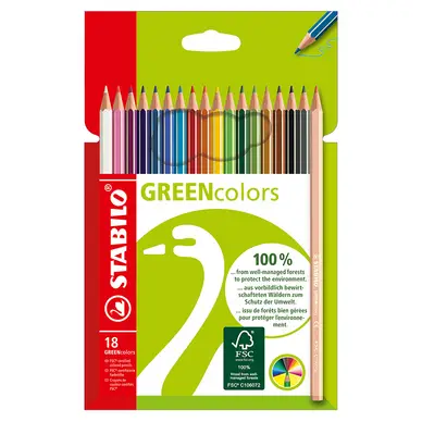 Soldes Crayon de couleur Green Colors Etui de 18 pcs - STABILO