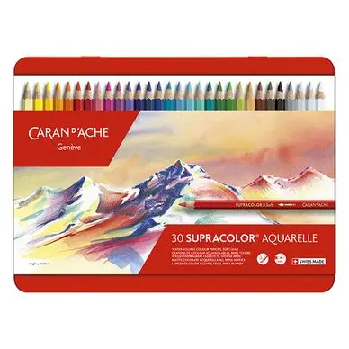 Vente Flash Crayon de couleur aquarellable Supracolor Boîte métal 30 pièces - Caran d'Ache