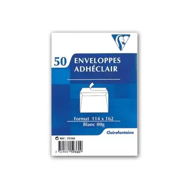 Enveloppe adhésive 114 x 162 mm 80 g/m² 50 pcs - Clairefontaine Haute Qualité