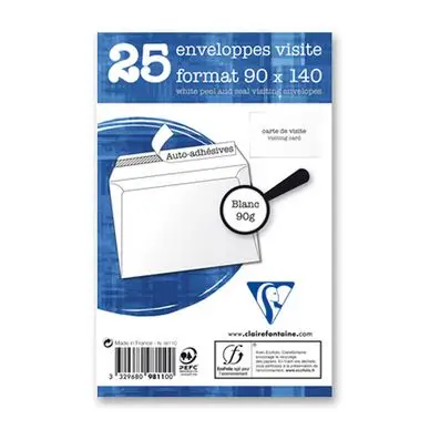 Enveloppe adhésive à Fenêtre 90 x 140 90 g/m² 20 pcs - Clairefontaine Offre Spéciale
