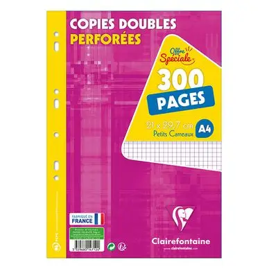 Copies doubles A4 Petits carreaux 300 pages - Clairefontaine Commander Maintenant