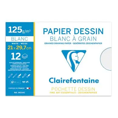 Prix Cassé Papier Dessin Blanc à Grain 125 g/m² Pochette - Clairefontaine
