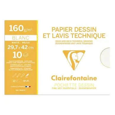 Must-Have Papier Dessin et Lavis Technique 160 g/m² Pochette - Clairefontaine