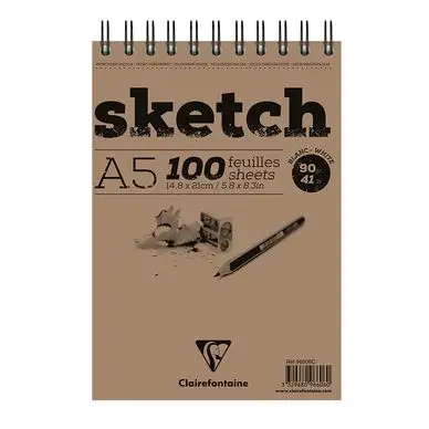 Meilleur Choix Bloc de papier à spirale Sketch blanc 90 g/m² - Clairefontaine