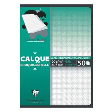 Bloc de papier calque Croquis échelle 92 g/m² 50 feuilles - Clairefontaine Bon Marché