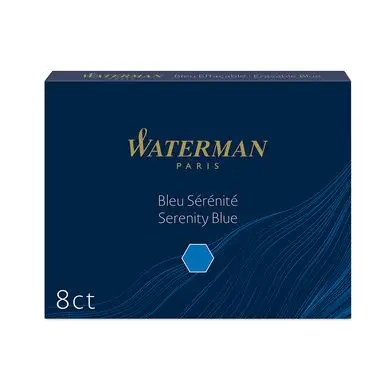 Cartouche d'encre longue 8 pcs Bleu sérénité - Waterman Réduction