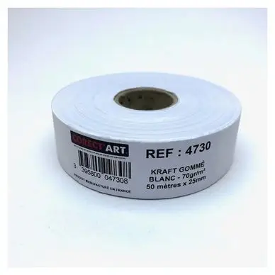 Kraft gommé blanc rouleau de 40m x 25mm - Corect'Art Jusqu'à Épuisement Des Stocks
