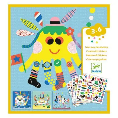 Bon Marché Pochette Créer avec des stickers Animaux marins - Djeco