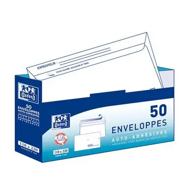 Enveloppe pré-casées 110 x 220 mm 90 g/m² 50 pcs - Oxford Commander Maintenant