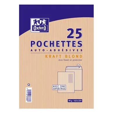 Achetez Aujourd'hui Enveloppe en Kraft auto-adhésive 162 x 229 mm 90 g/m² 25 pcs - Oxford