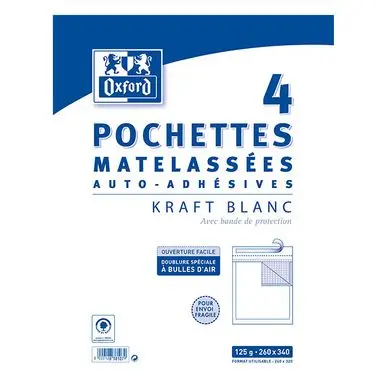 Enveloppe matelassée à bulle 260 x 304 mm 4 pcs - Oxford Bon Plan