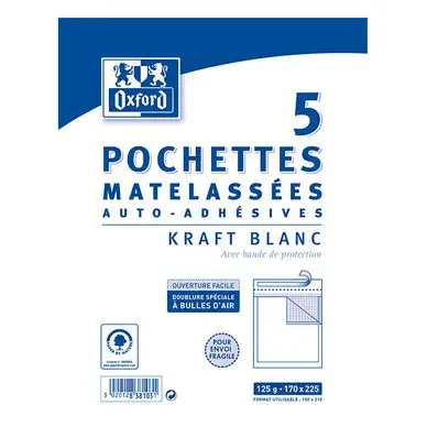 Acheter En Ligne Enveloppe matelassée à bulle 170 x 225 mm 5 pcs - Oxford
