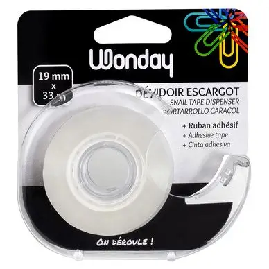 Dévidoir escargot + ruban adhésif 19 mm x 33 m - Wonday Nouvelle Collection