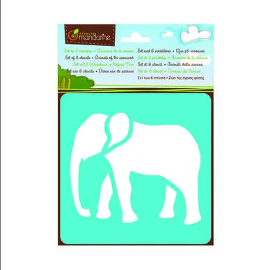 Prix Bas Pochoir motif 6 animaux de la savane - Avenue Mandarine